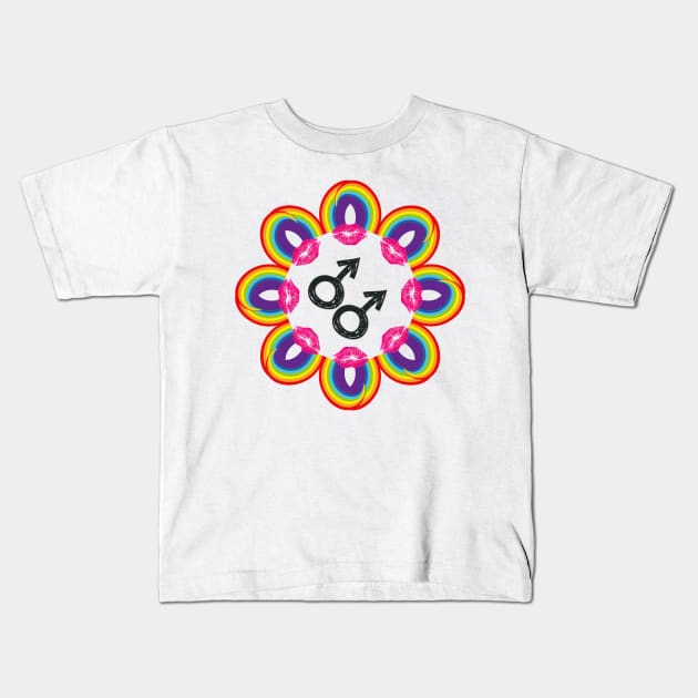 Gay pride male mandala Kids T-Shirt by burenkaUA